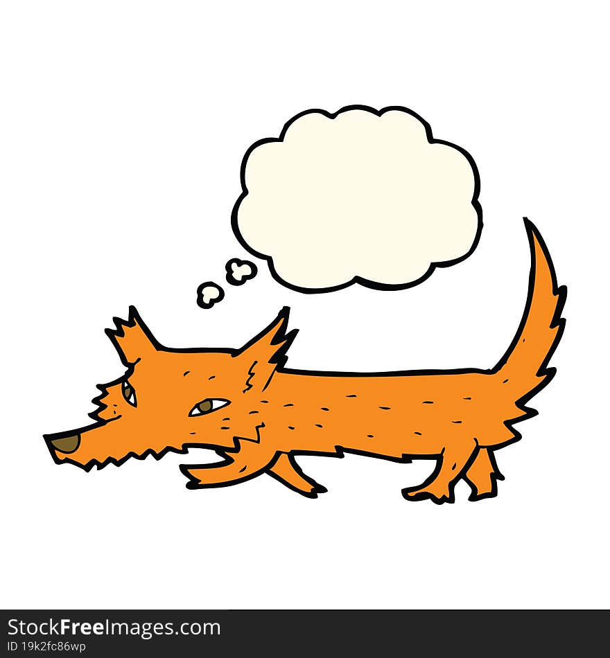 cartoon little fox with thought bubble