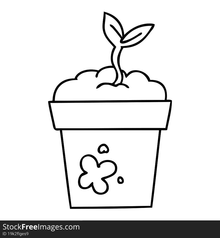 quirky line drawing cartoon seedling