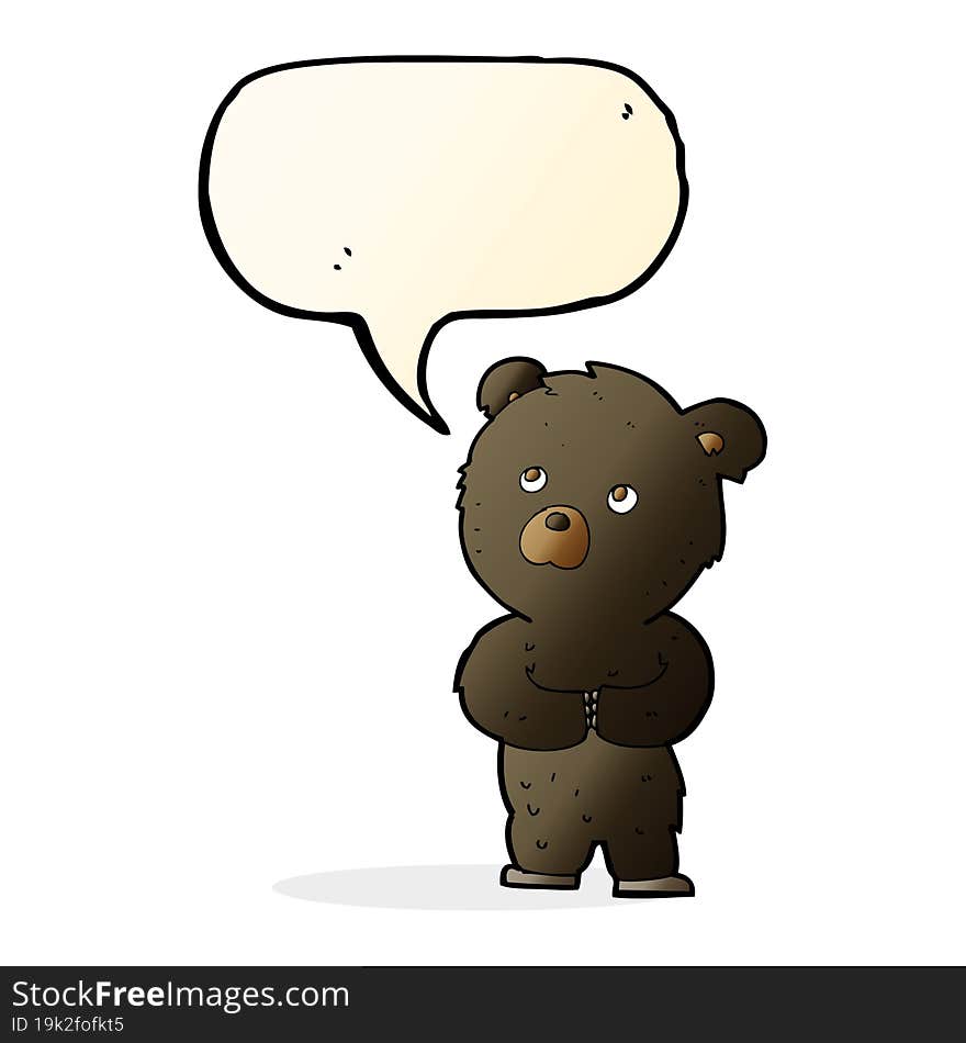 cartoon black bear cub with speech bubble