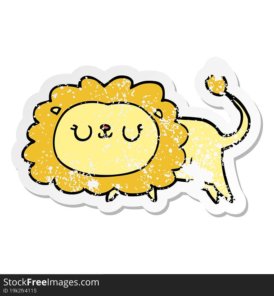 distressed sticker of a cartoon lion