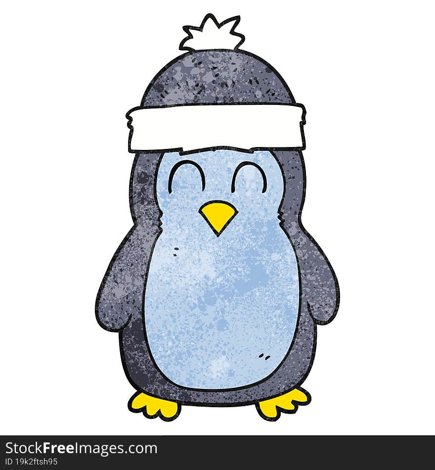 freehand textured cartoon penguin