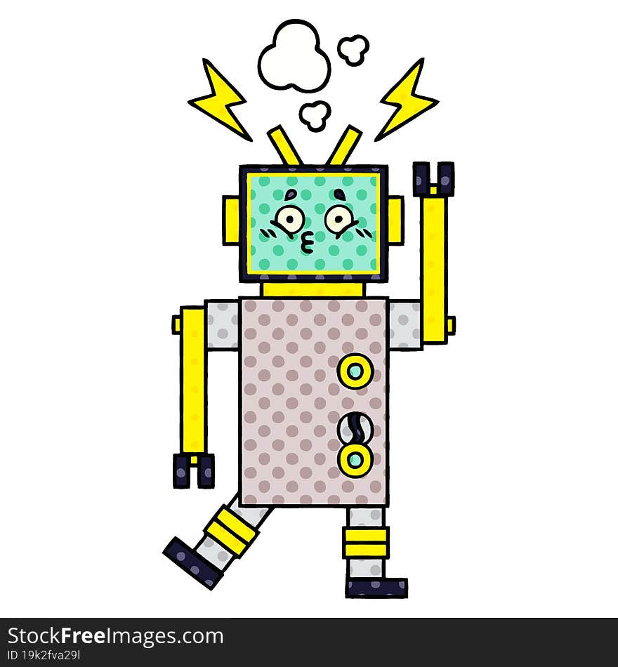 comic book style cartoon of a robot