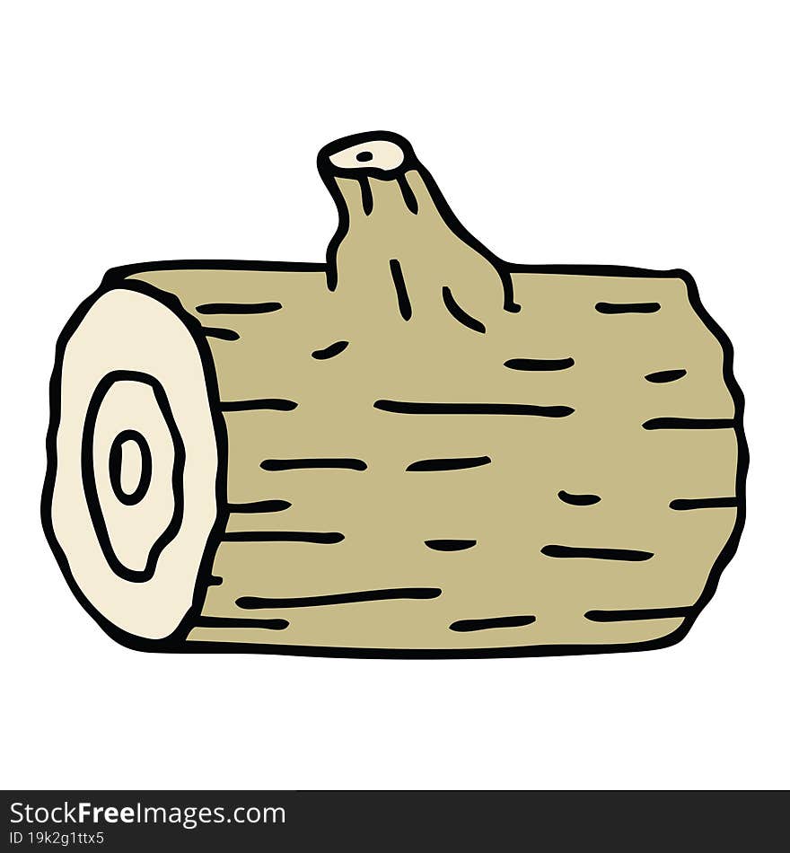 quirky hand drawn cartoon wooden log