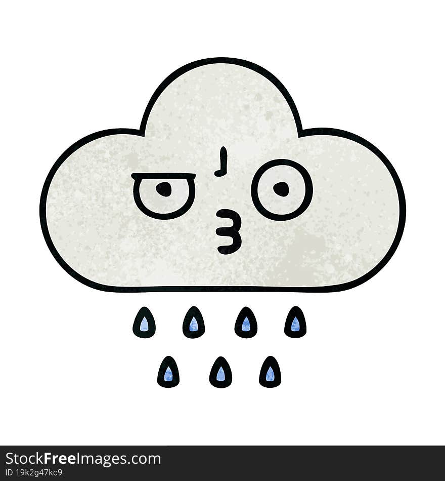 retro grunge texture cartoon rain cloud