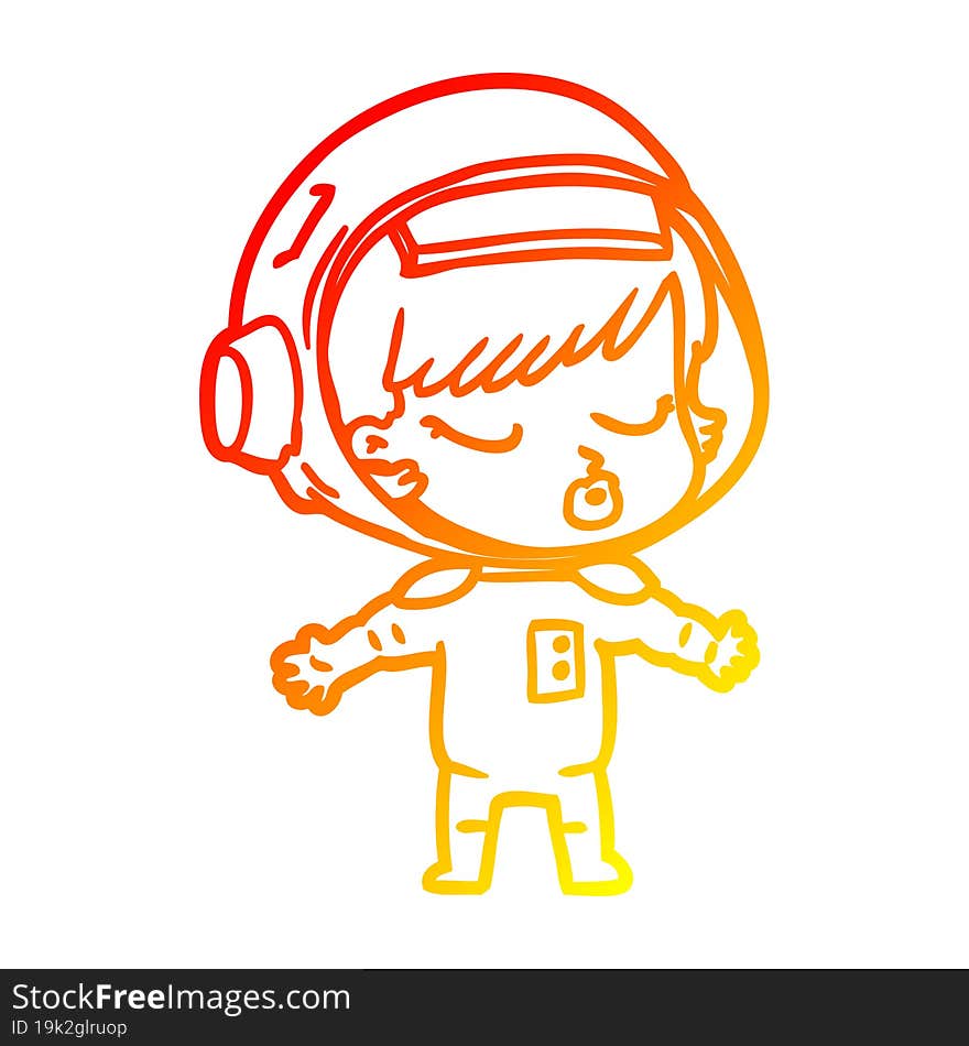 warm gradient line drawing cartoon pretty astronaut girl