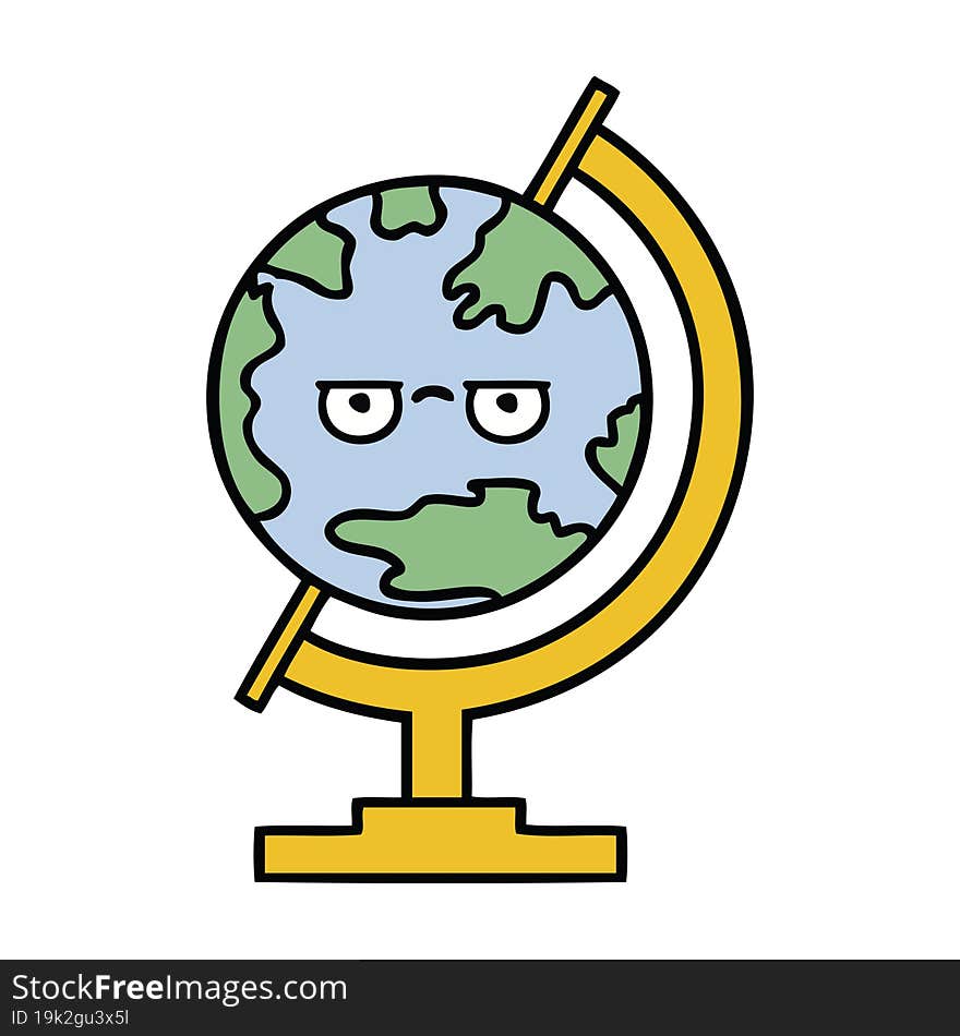 cute cartoon of a globe of the world