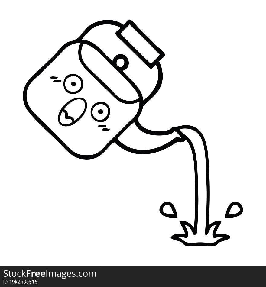 line drawing cartoon pouring kettle