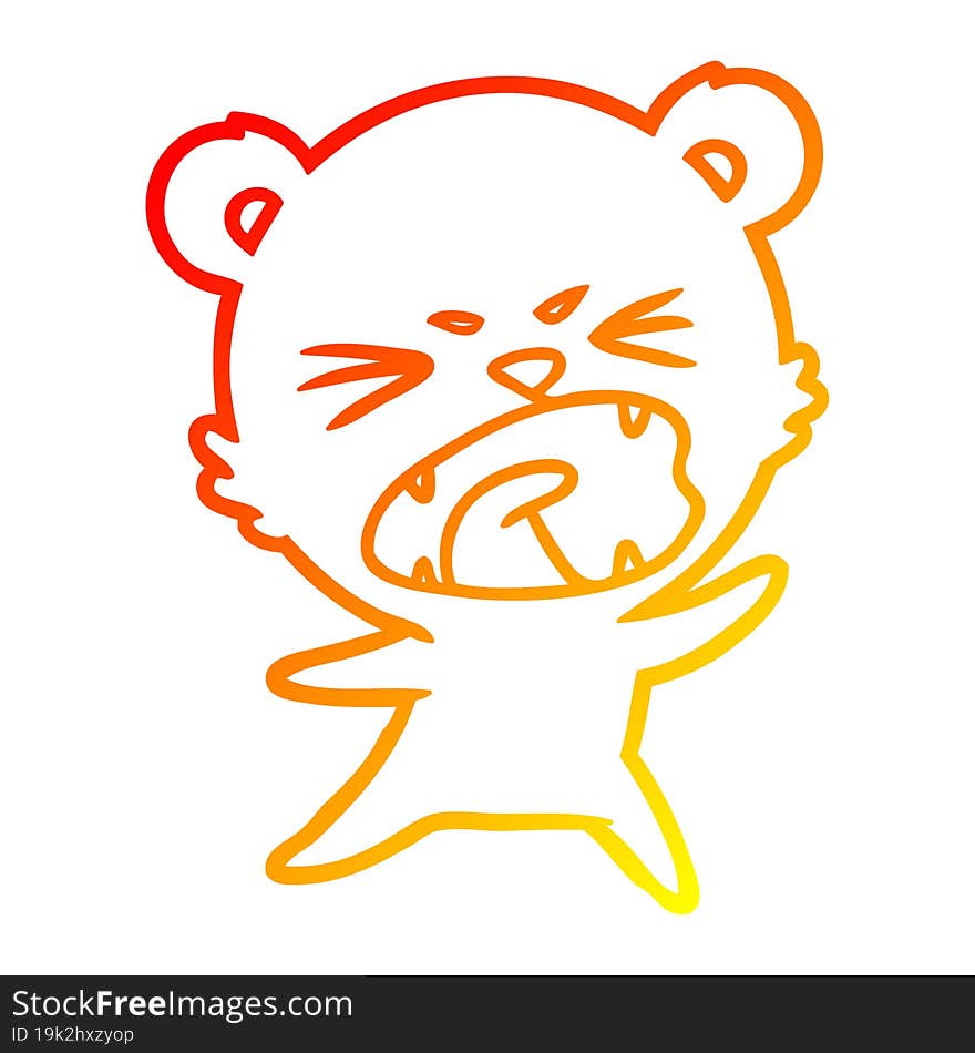 warm gradient line drawing angry cartoon bear