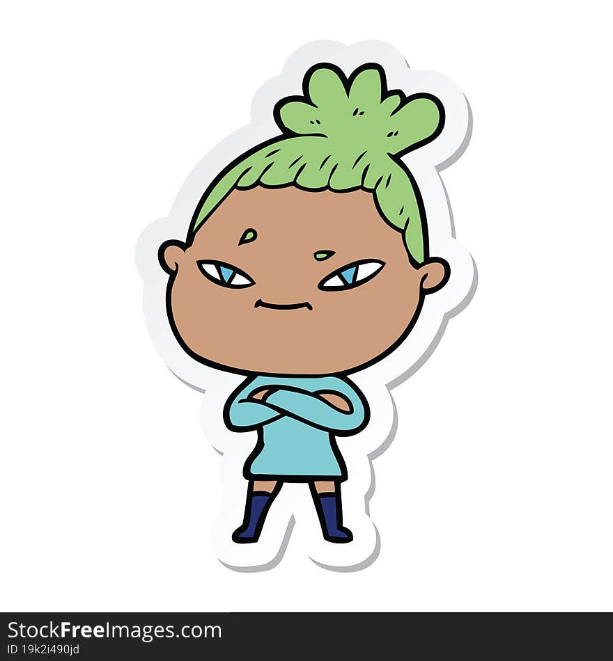 sticker of a cartoon woman