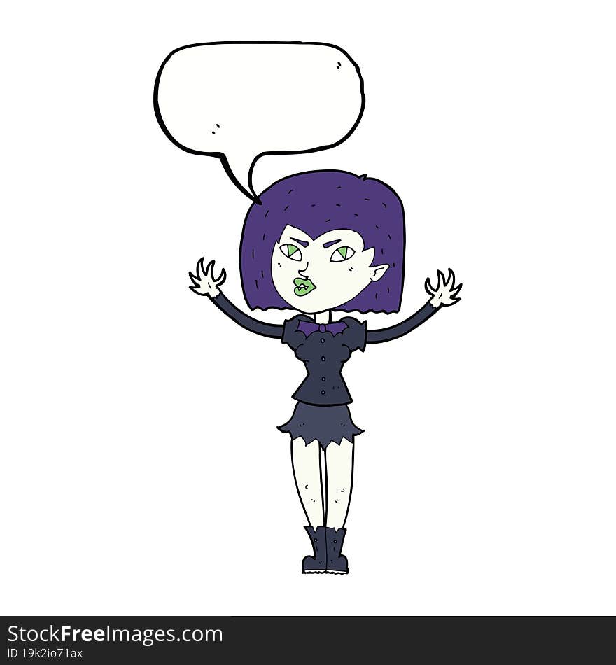 Cartoon Vampire Girl With Speech Bubble