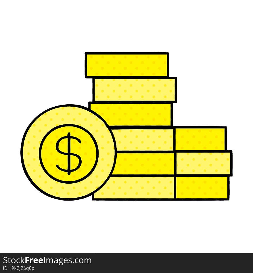 comic book style cartoon of a pile of money