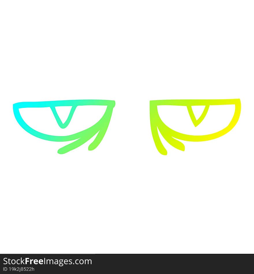 cold gradient line drawing of a cartoon evil eyes