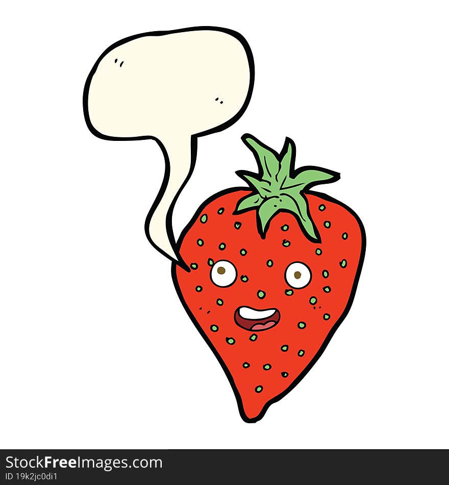 cartoon strawberry with thought bubble