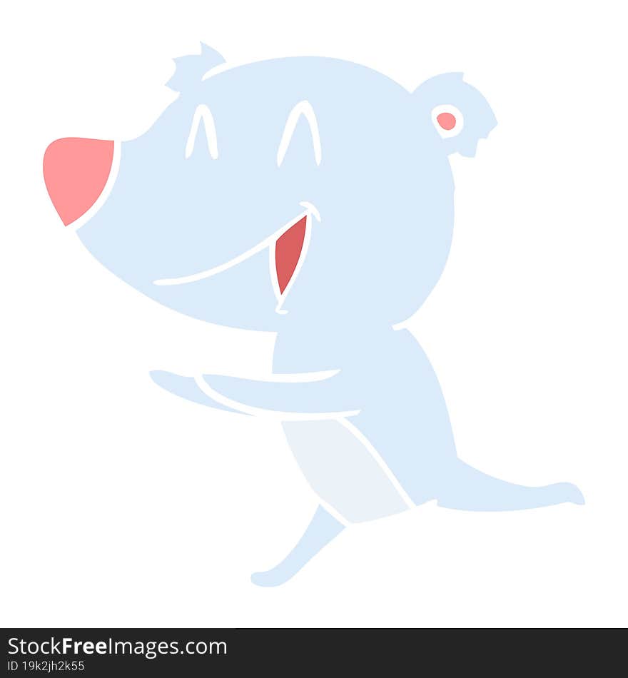 running bear flat color style cartoon