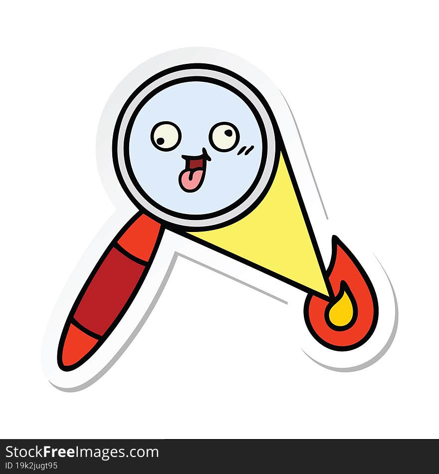 Sticker Of A Cute Cartoon Magnifying Glass