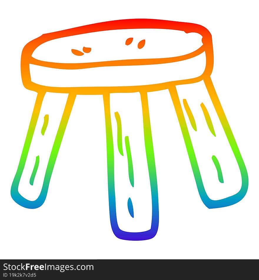 Rainbow Gradient Line Drawing Cartoon Small Stool