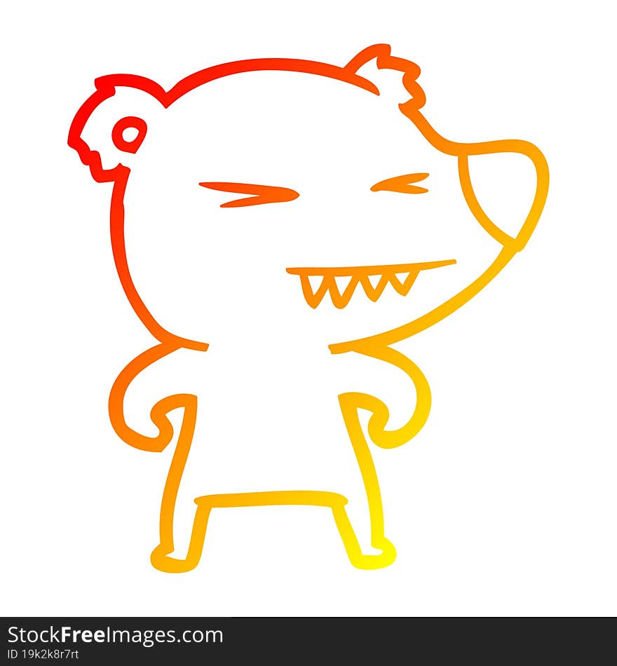 Warm Gradient Line Drawing Angry Polar Bear Cartoon