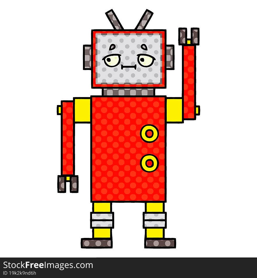 comic book style cartoon of a robot