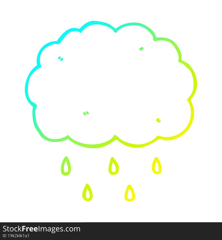 Cold Gradient Line Drawing Cartoon Cloud Raining