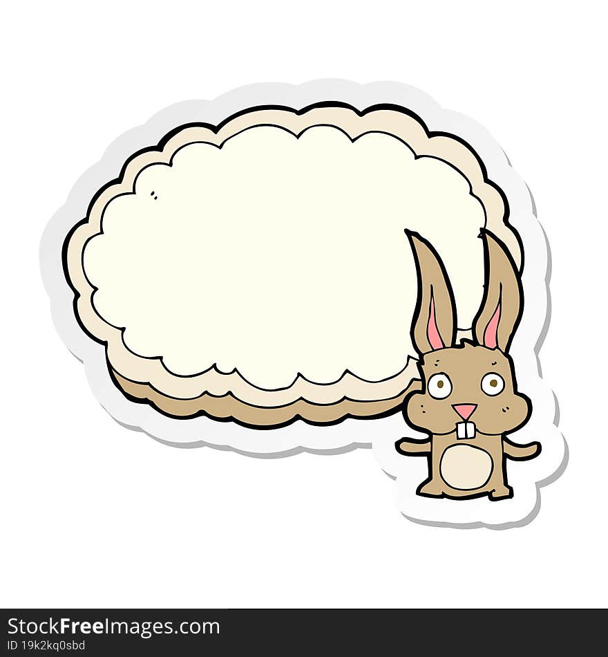 Sticker Of A Cartoon Rabbit With Text Space Cloud