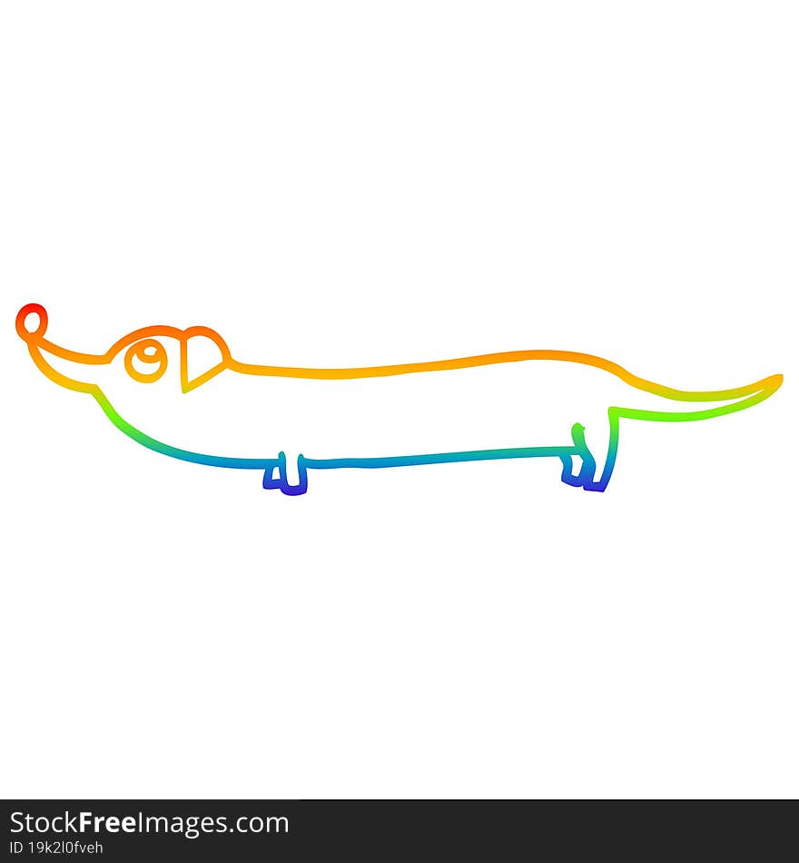 Rainbow Gradient Line Drawing Cartoon Dachshund