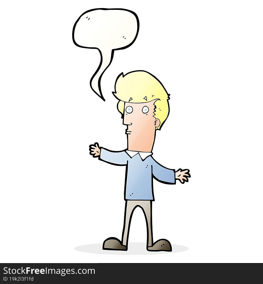 Cartoon Startled Man With Speech Bubble