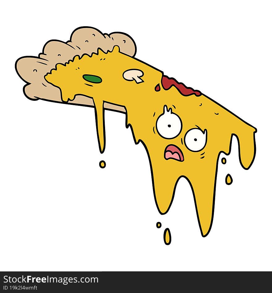 melting pizza cartoon. melting pizza cartoon