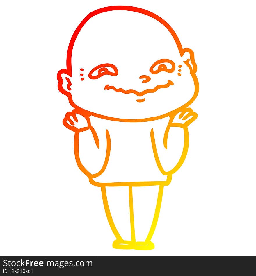 warm gradient line drawing cartoon creepy guy