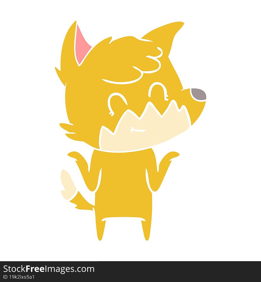 flat color style cartoon happy fox