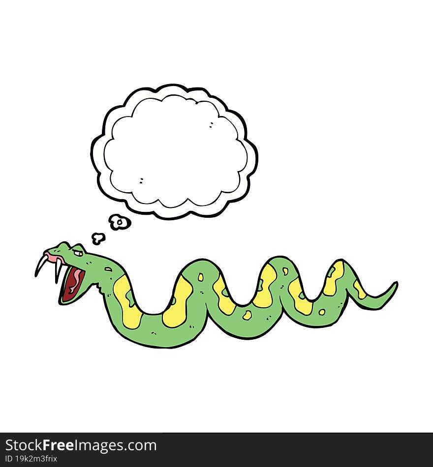 Cartoon Poisonous Snake With Thought Bubble