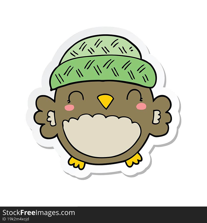 sticker of a cute cartoon owl in hat