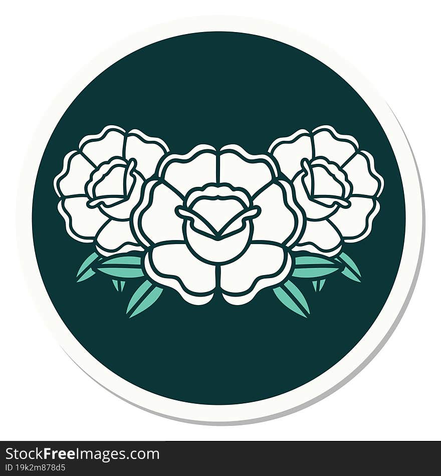 sticker of tattoo in traditional style of a bouquet of flowers. sticker of tattoo in traditional style of a bouquet of flowers