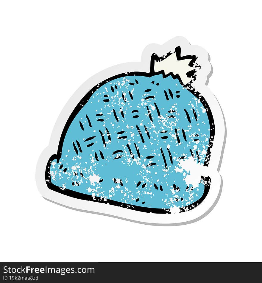 retro distressed sticker of a cartoon winter hat