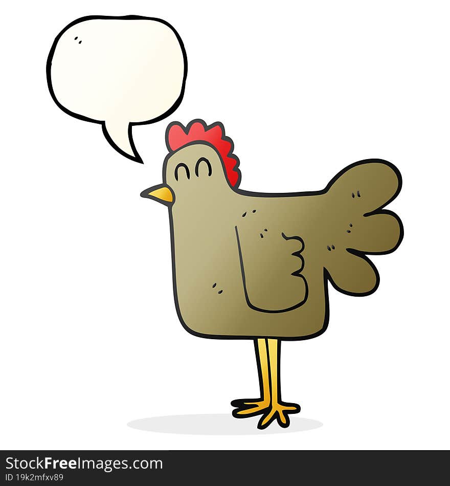 freehand drawn speech bubble cartoon chicken