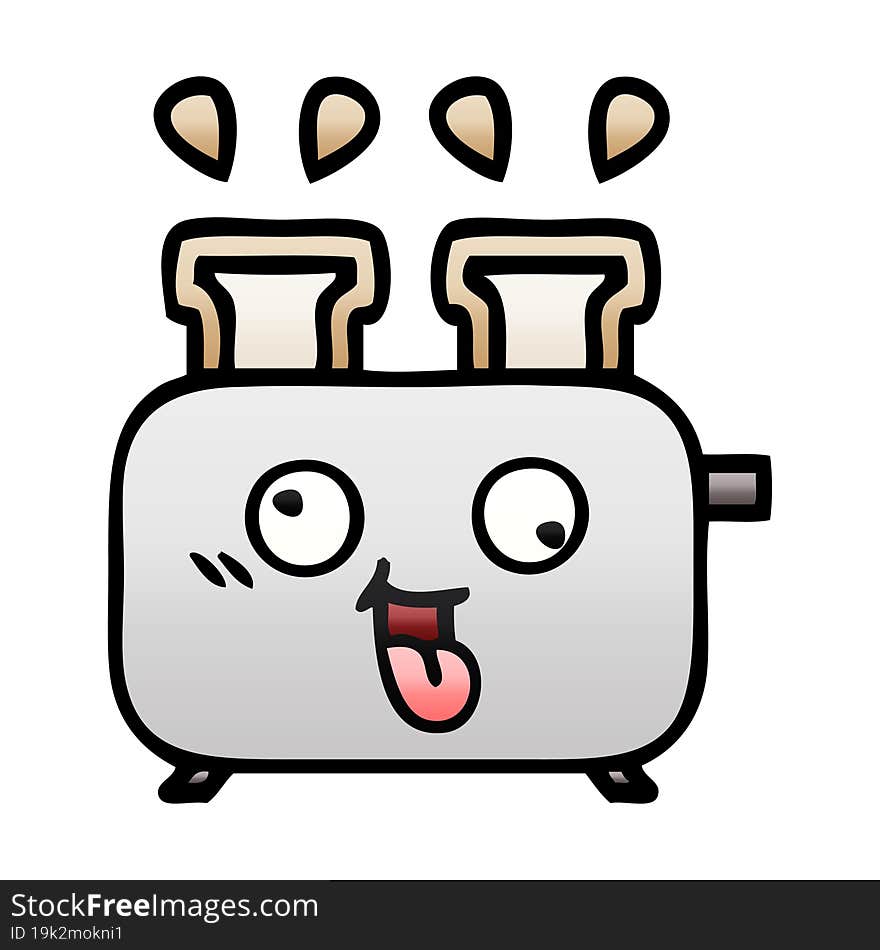 Gradient Shaded Cartoon Of A Toaster