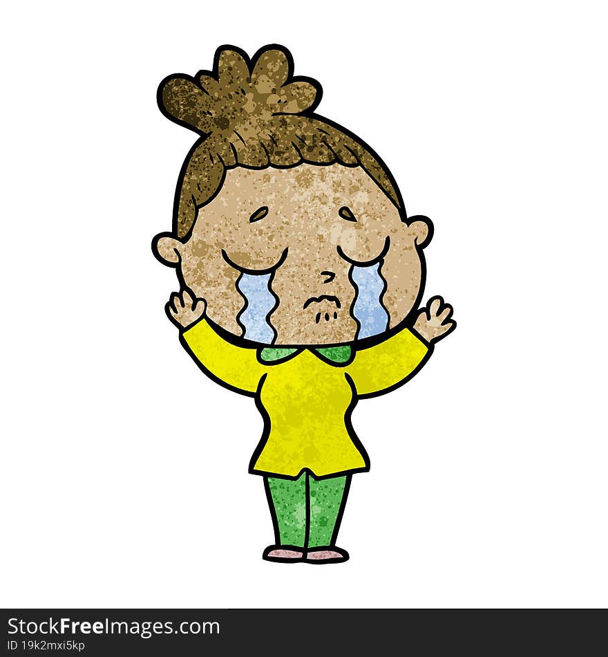 cartoon crying woman. cartoon crying woman