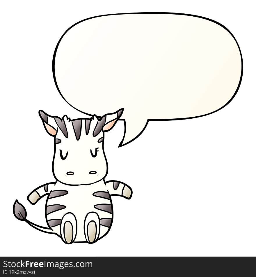 Cute Cartoon Zebra And Speech Bubble In Smooth Gradient Style