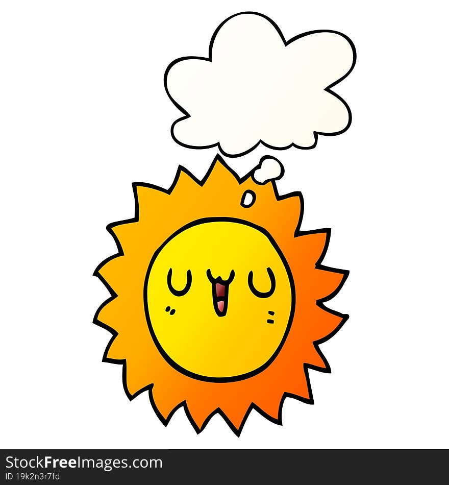 cartoon sun and thought bubble in smooth gradient style