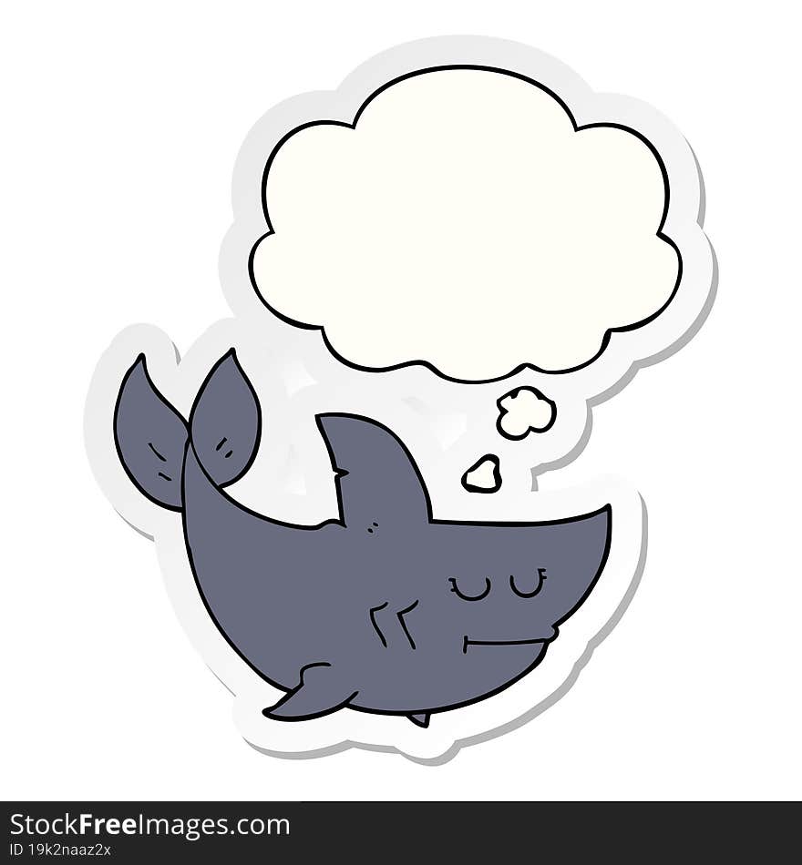 cartoon shark and thought bubble as a printed sticker