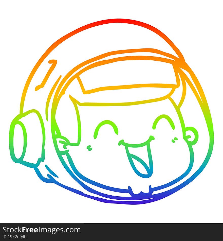 rainbow gradient line drawing cartoon happy astronaut face