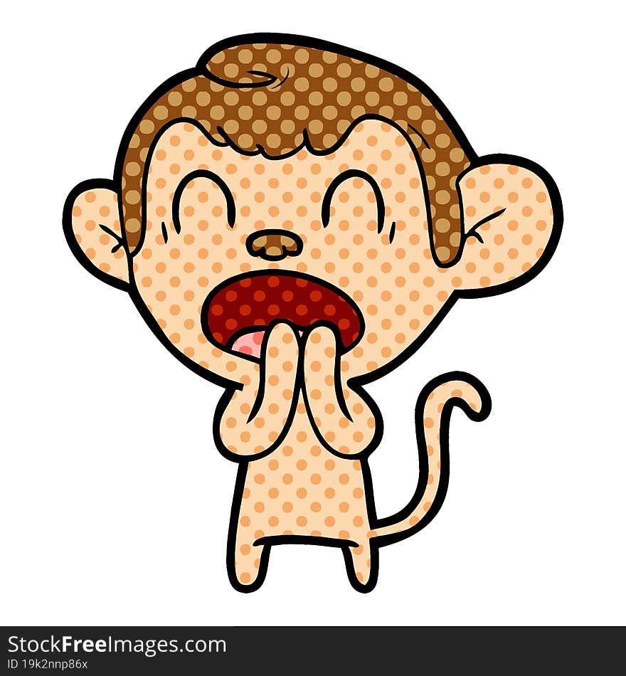 yawning cartoon monkey. yawning cartoon monkey