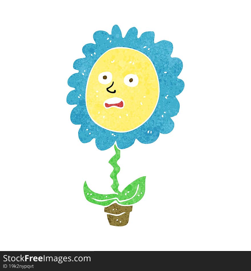 cartoon flower with face