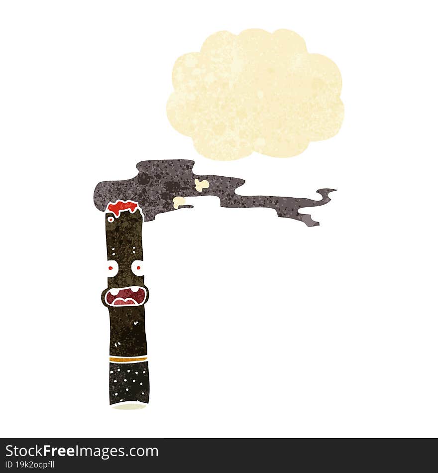 cartoon cigar with thought bubble