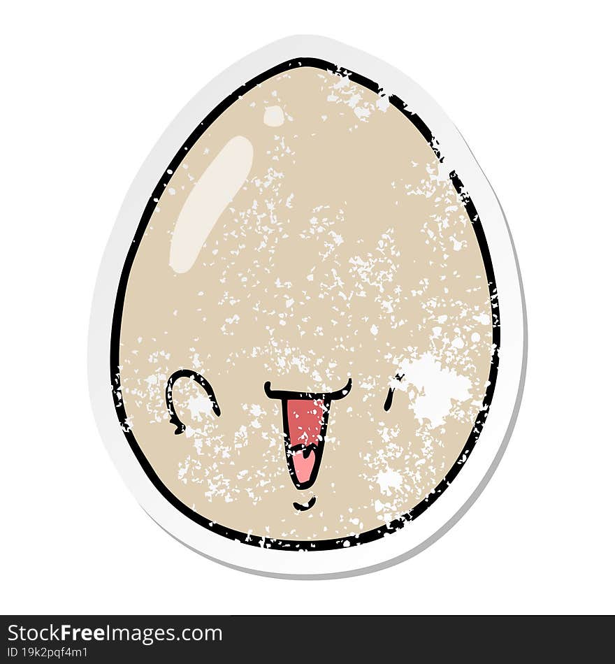 distressed sticker of a cartoon egg