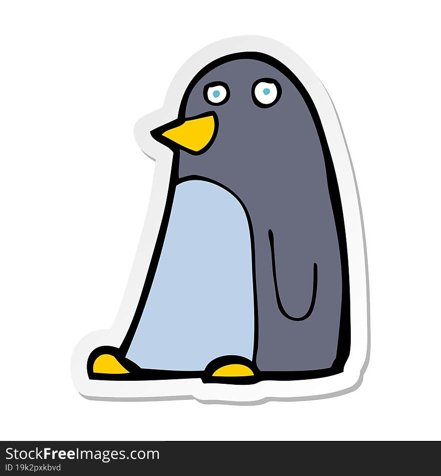 sticker of a cartoon penguin