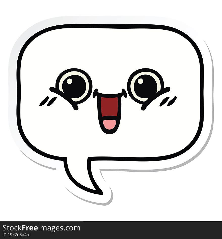 sticker of a cute cartoon speech bubble