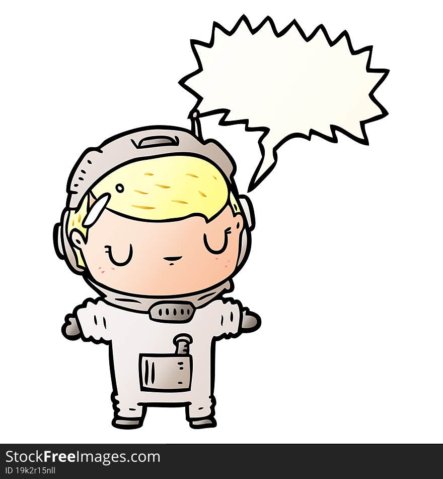 cute cartoon astronaut with speech bubble in smooth gradient style