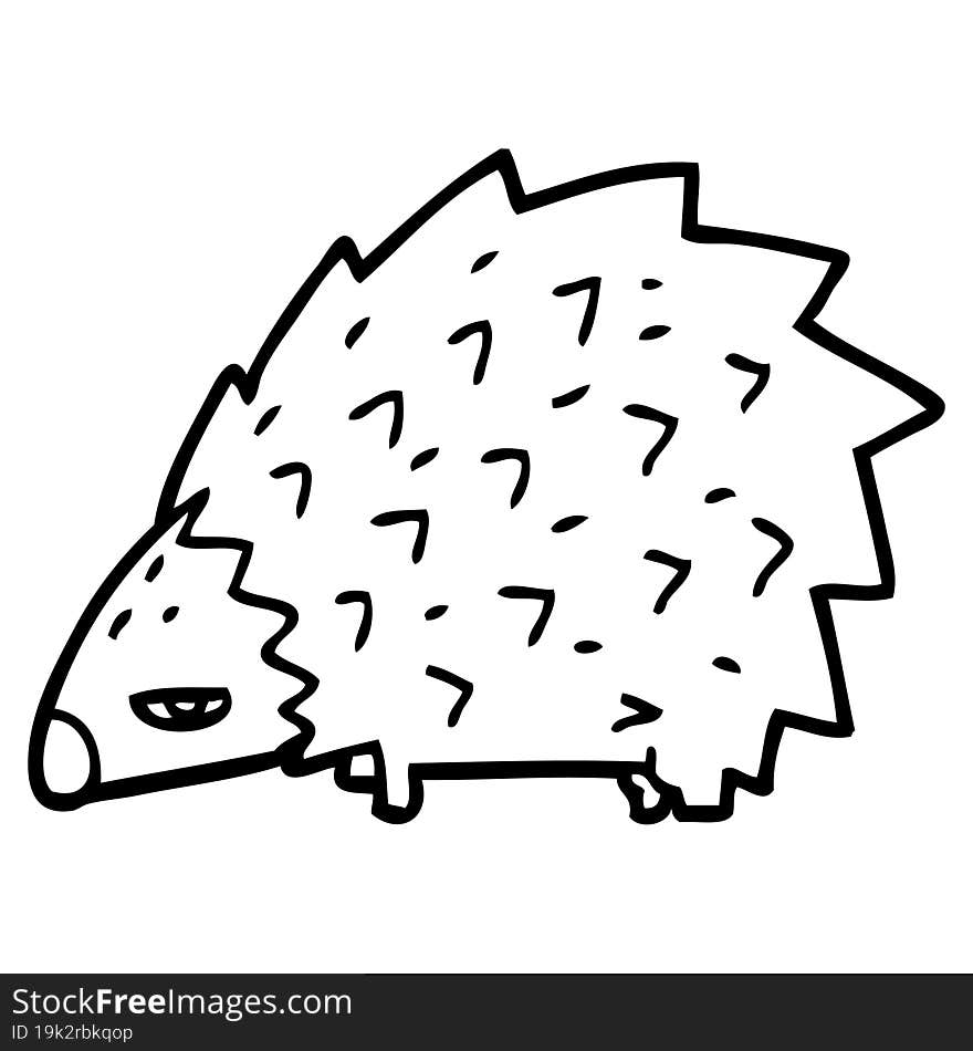 Line Drawing Cartoon Angry Hedgehog