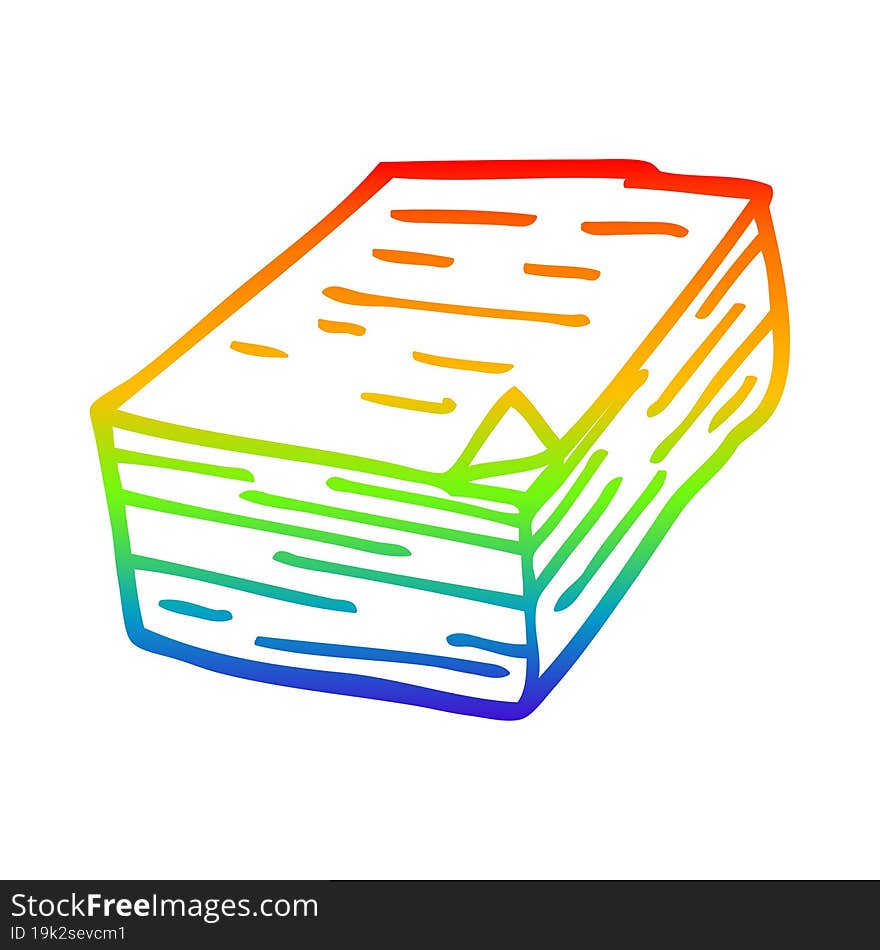 Rainbow Gradient Line Drawing Cartoon Pile Of Paper