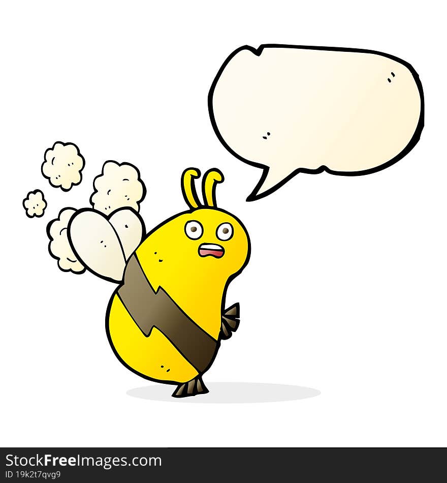 funny cartoon bee with speech bubble